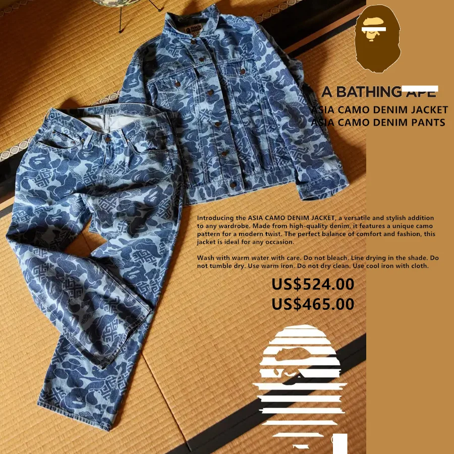 

Редкий! APX японский старый модный бренд орангутанга голова камуфляжная джинсовая куртка камуфляжные джинсы маленькое новое количество!