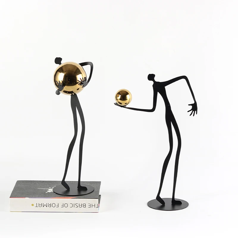 

Modern Abstract Figure Metal Sculpture Home Decor Black and Gold Living Room Study Decor
