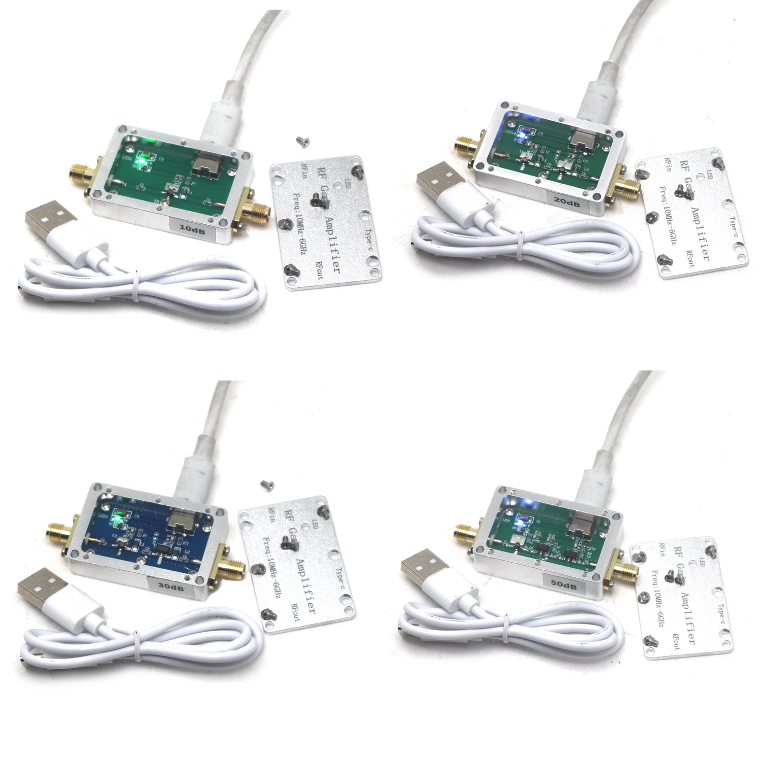 USB-C LNA 10MHz-6GHz Low Noise Amplifier 20dB 30dB 40dB 50dB Gain High Flatness Amp Drive RF Signal Receiver Pre Amplification