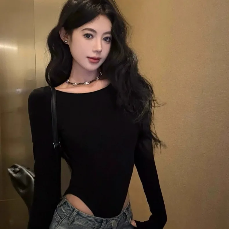 퓨어 디자이어 섹시 라운드 넥 롱 슬리브 원피스 여성용 슬리밍 탈부착 가능한 가슴 패드 다용도 탑 코튼 블렌드 비즈니스 캐주얼