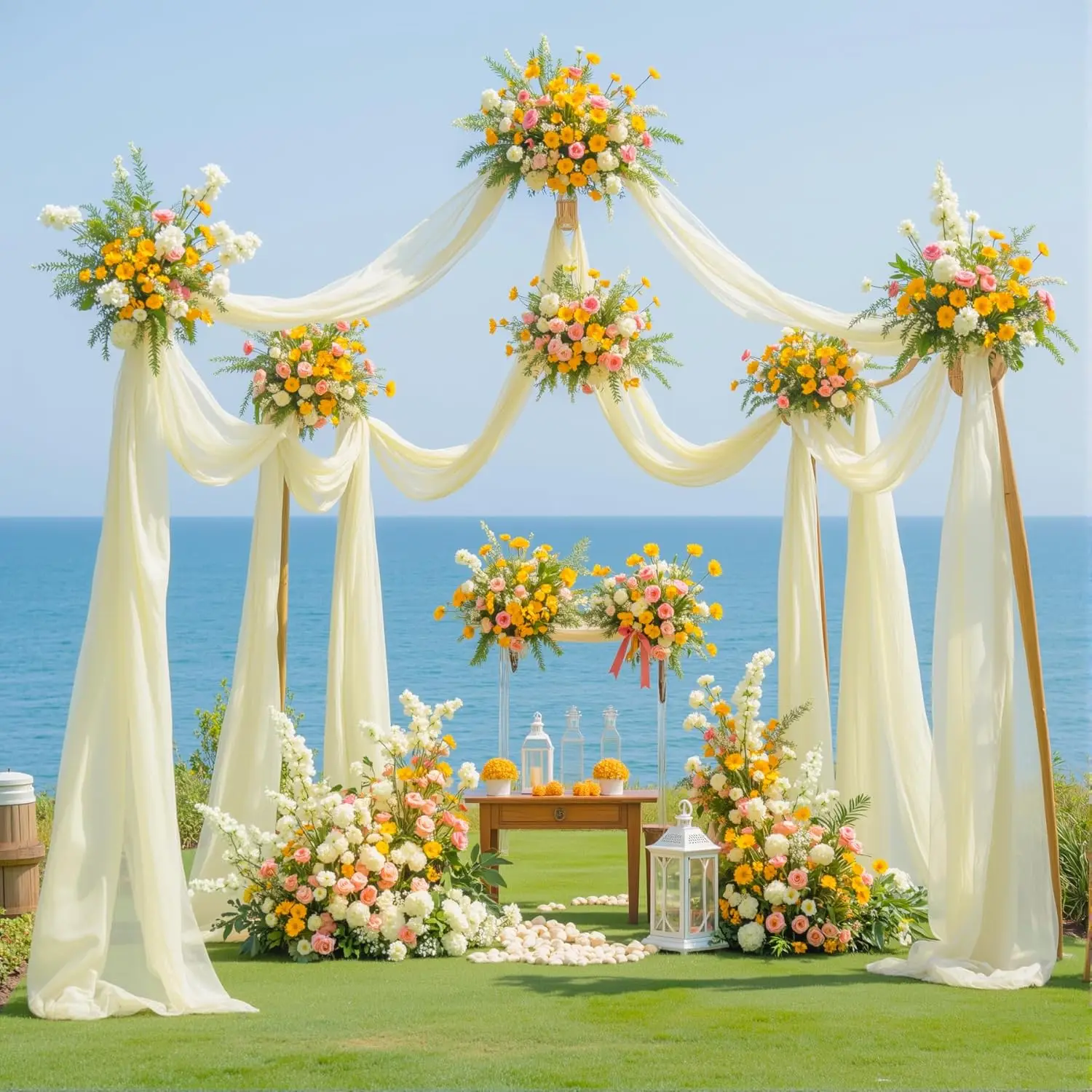

White Wedding Arch Draping Fabric Wrinkle-Free Outdoor Curtain Drapes Extra Long Reception Festival Party Ceremony Decoration