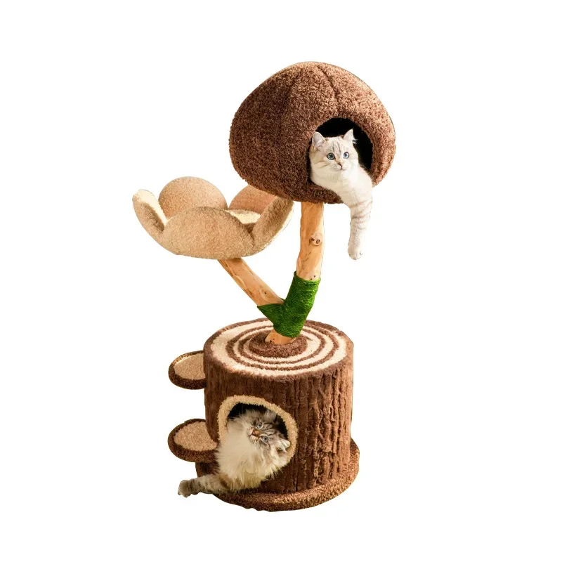 

Solid wood cat climbing frame nest tree integrated small apartment hole cat scratching pillar does not occupy the