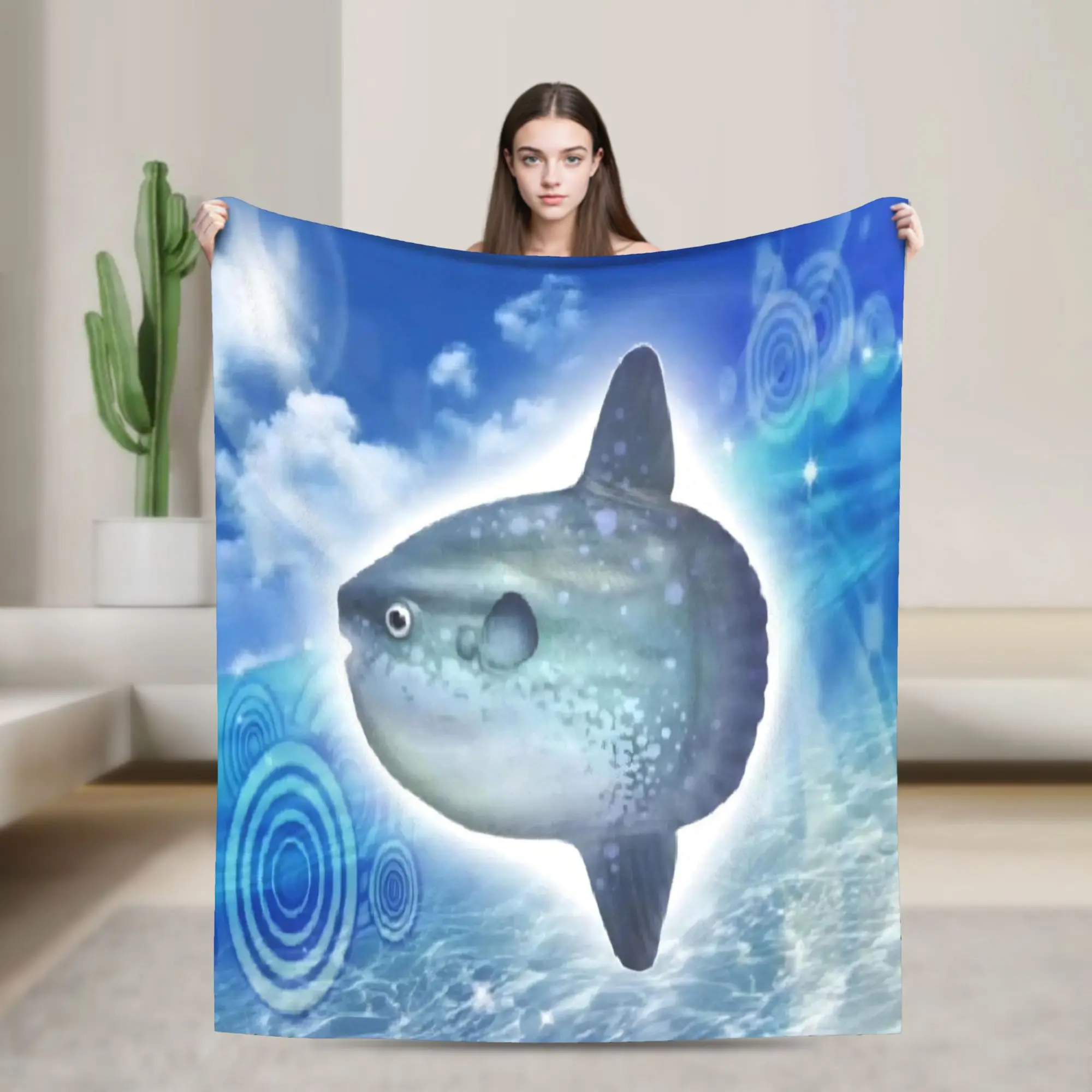 Fish Meme Frutiger Aero Blanket  Flannel Awesome Breathable Throw Blanket for Bedding Lounge Decoration