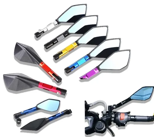 Imagen 2 del producto Espejos retrovisores laterales universales personalizados de aluminio CNC para motocicleta, 8mm, 10mm, para KAWASAKI Z750 NINJA250 HONDA R1 R6 FZ6 SUZUKI YAMAHA