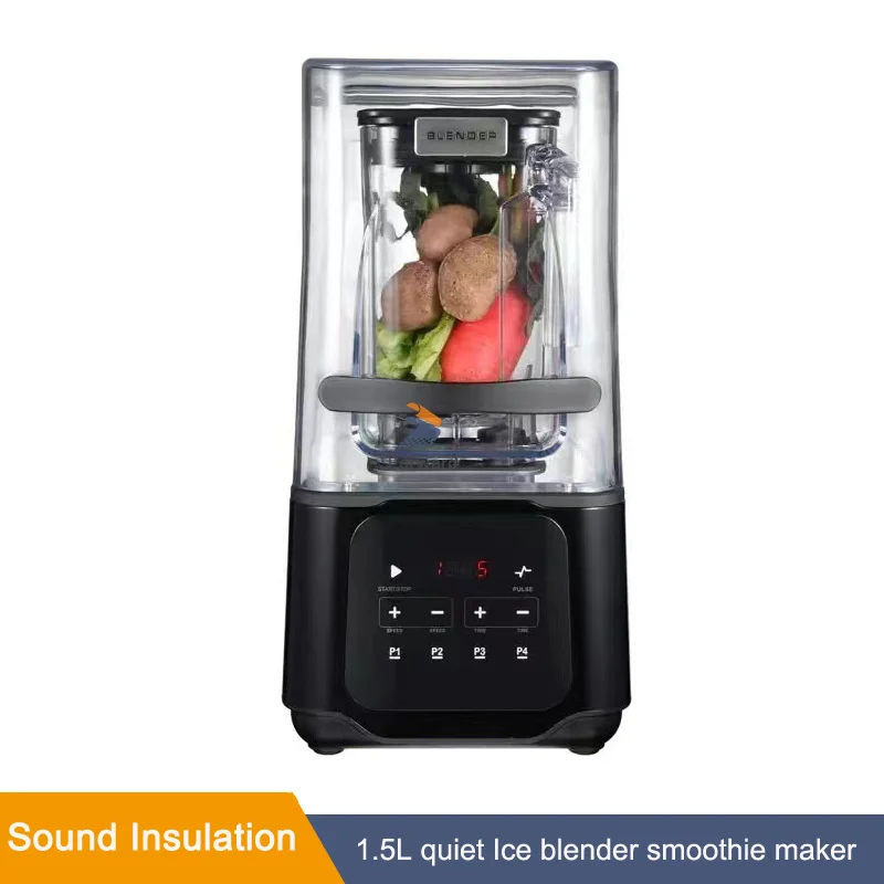 BPA Free Mute Smoothie Maker Commercial High Performance Blender Sound Insulation 2200W Food Mixer 1.5L Heavy Duty Blender