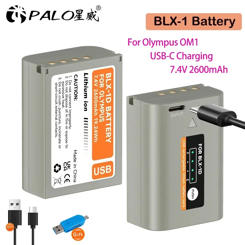 BLX 1 BLX-1 Battery with USB Fast Charging Port for Olympus OM1 MARK II OM-1 OM OM 1 System 2600mAh BLX1 Li-ion Camera Batteries