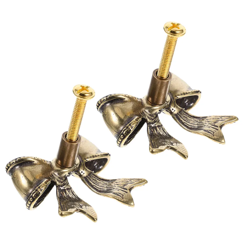 

2pcs Brass Cabinet Knobs Bow Shape Drawer Pulls Thick Durable Handles For Furniture Wardrobe Cupboard Door Hardware Decorative