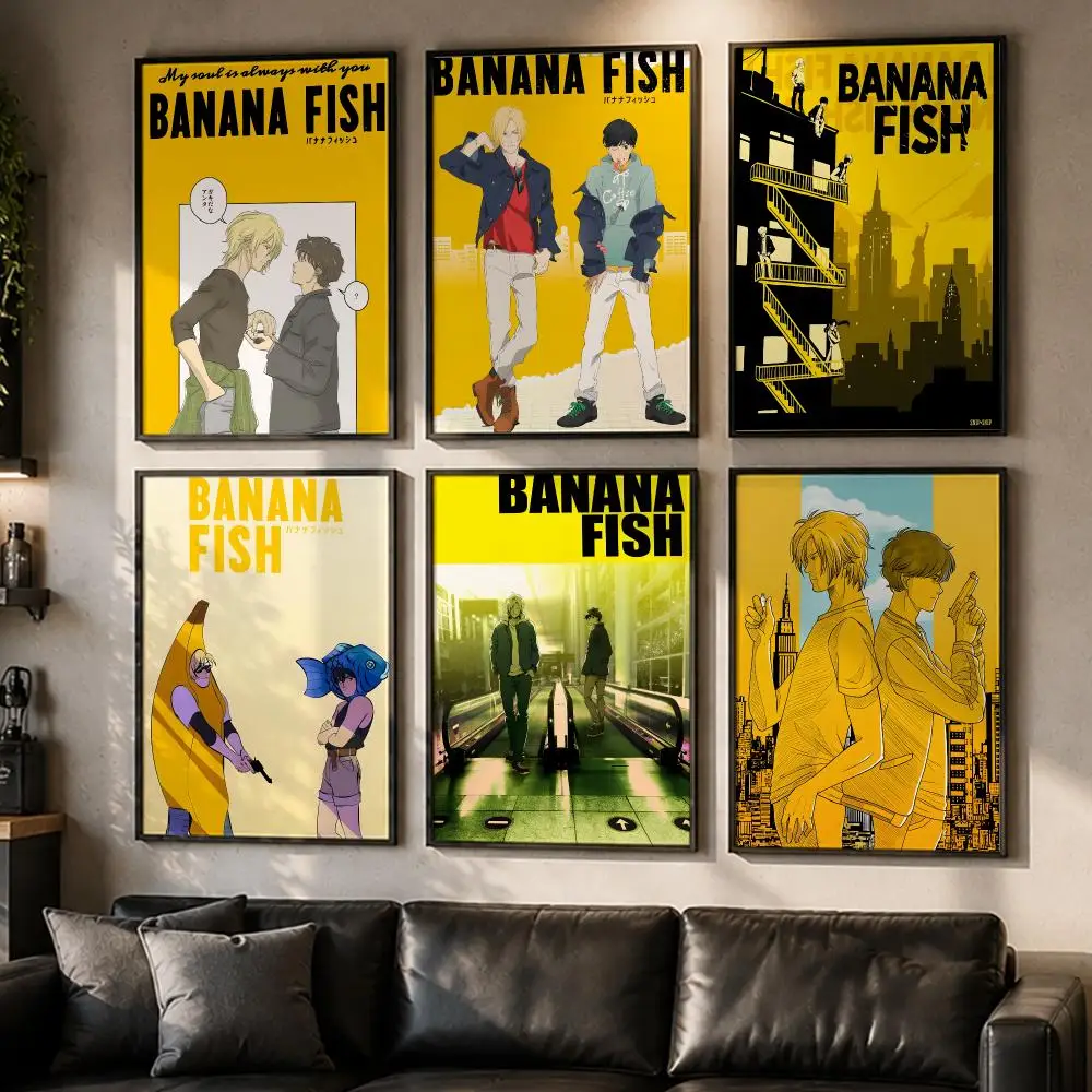 Iconic Anime Banana Fish Poster No Glue Residue Self-Adhesive Art Poster Wall Decor for Bedroom Living Room