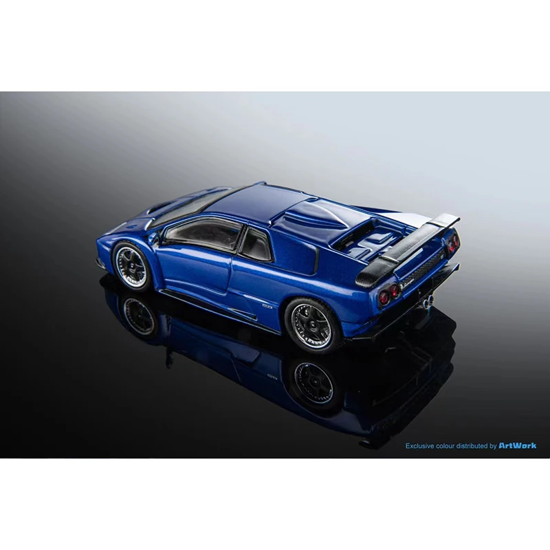 PreSale SH 1:64 Diablo GT Metallic Blue Opened Hood Diecast Diorama Car Model Toys Stance Hunters