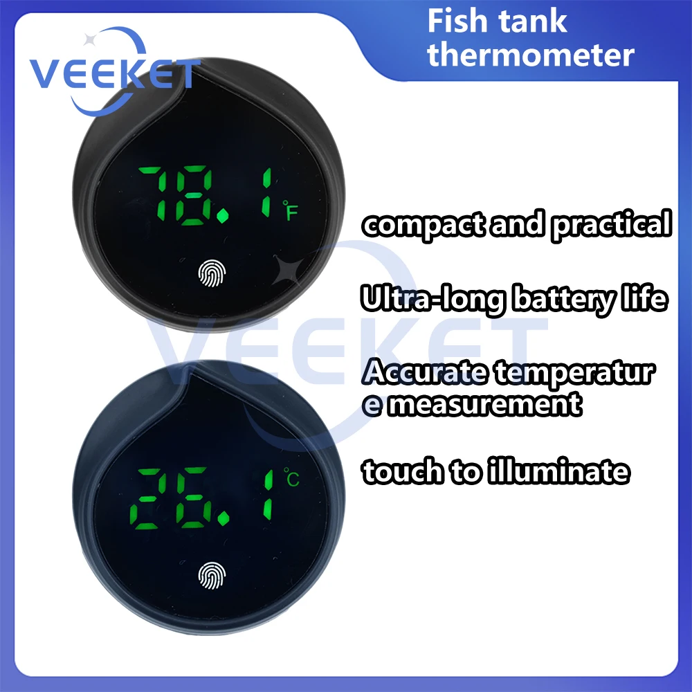 

LED Digital Thermometer Fish Tank Temperature Sensor Aquarium Touch Peach Shaped Design Tank Electronic Thermometer 0-60℃