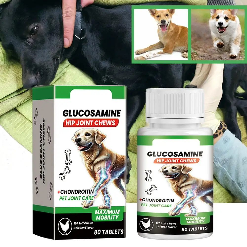 Glucosamine Chondroitin Dog Joint Support Chews 80 Tablets Hip & Joint Mobility Flexibility Health Pet Supplements
