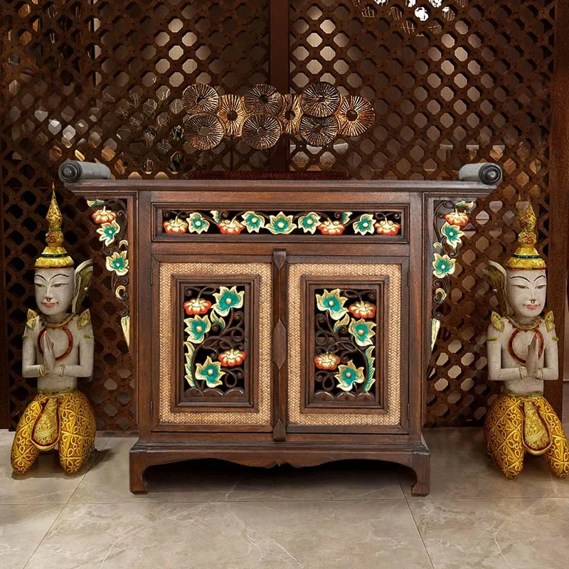 Southeast Asian style furniture Thai living room entryway cabinet Thai foyer console table partition cabinet sideboard wine cabi