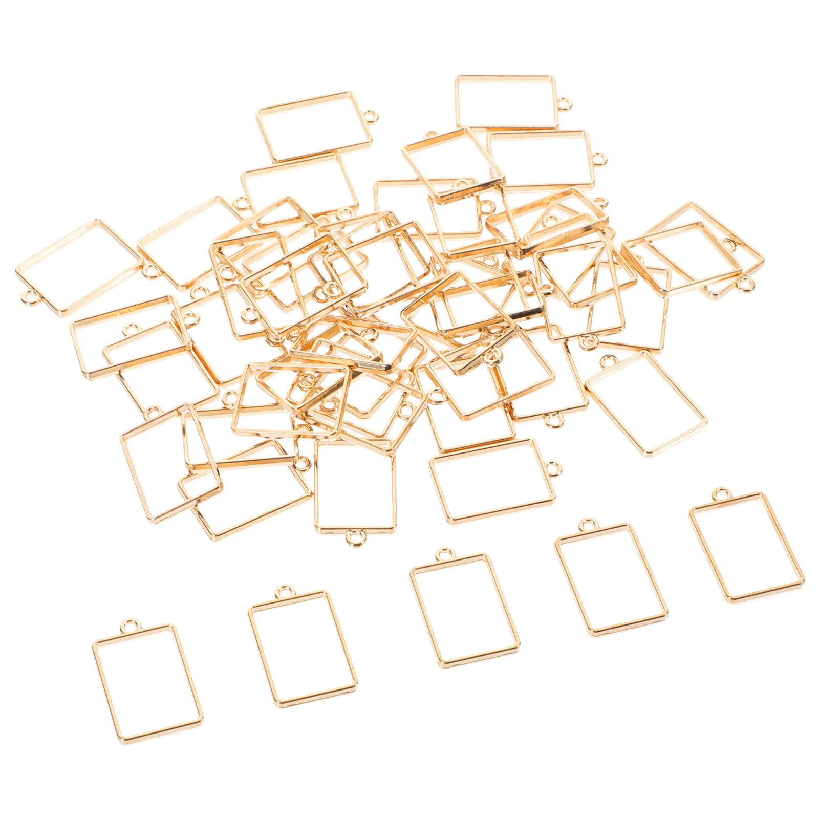 

50Pcs Creative Shape Open Bezel Pendants Alloy Resin Jewelry Making Charms Hollowed Tray Blank for DIY Necklace Pendant
