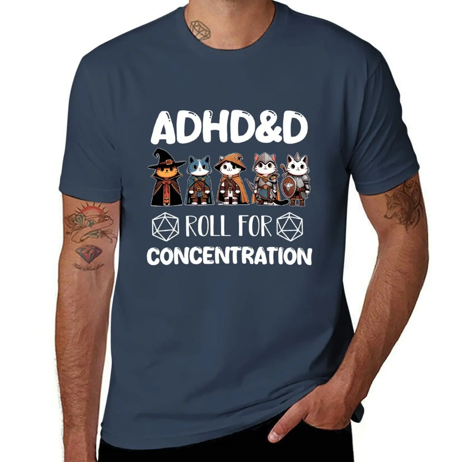 

ADHD&D Roll for Concentration White version T-Shirt man t shirts graphic man t shirts for men t shirt man plain T-Shirt