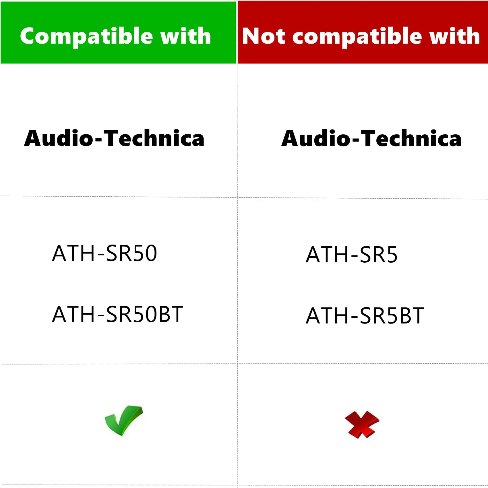 SR50BT Ear Pads Ear Cushions Earpads Replacement Compatible with Audio-Technica ATH-SR50BT SR50 Wireless Over-Ear Headphones