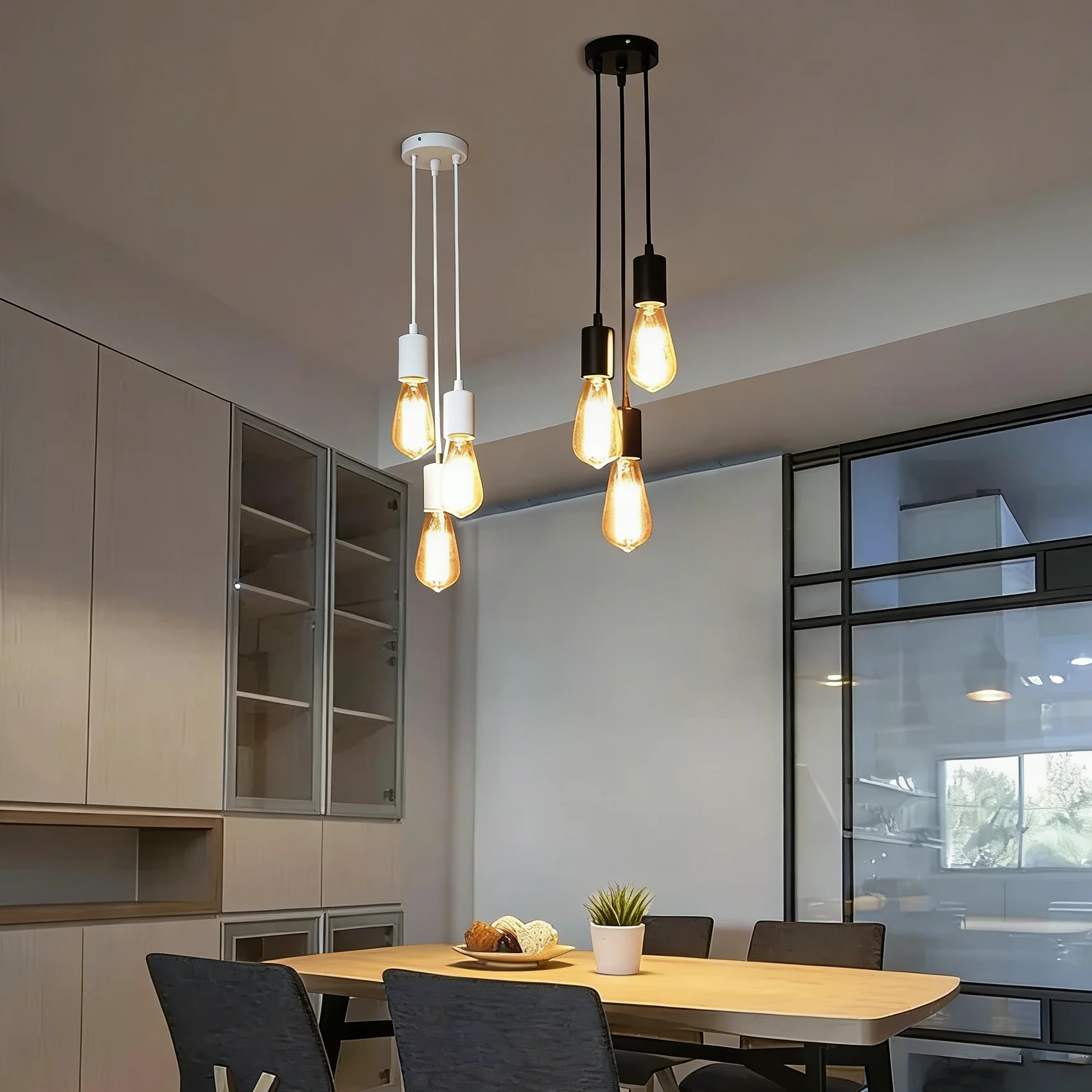 

E27 Loft Edison Подвесные светильники для гостиной Барные светильники Nordic 3-головные подвесные светильники в индустриальном стиле
