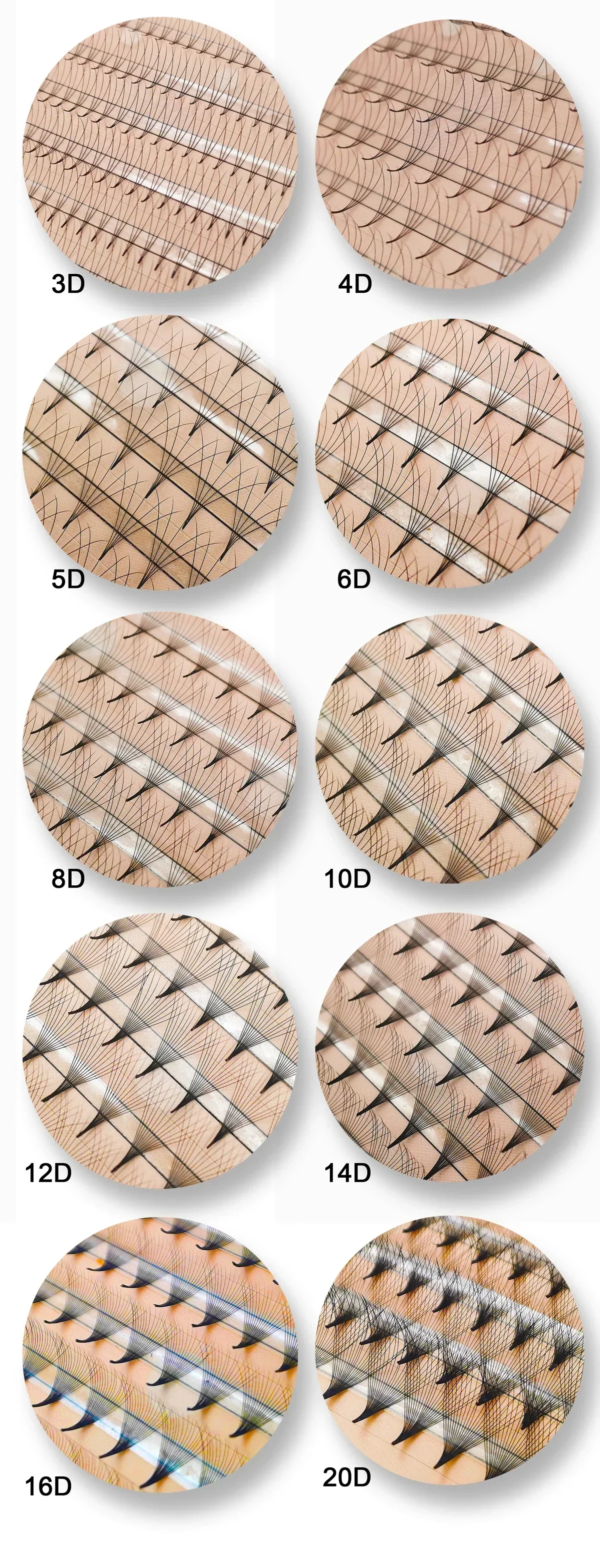 Ventole prefabbricate Ciglia SUPMACIO 5D 6D 8D 10D 12D 14D Ventole volume russe prefabbricate Ciglia 320 Ventole Base a punta Visone finto