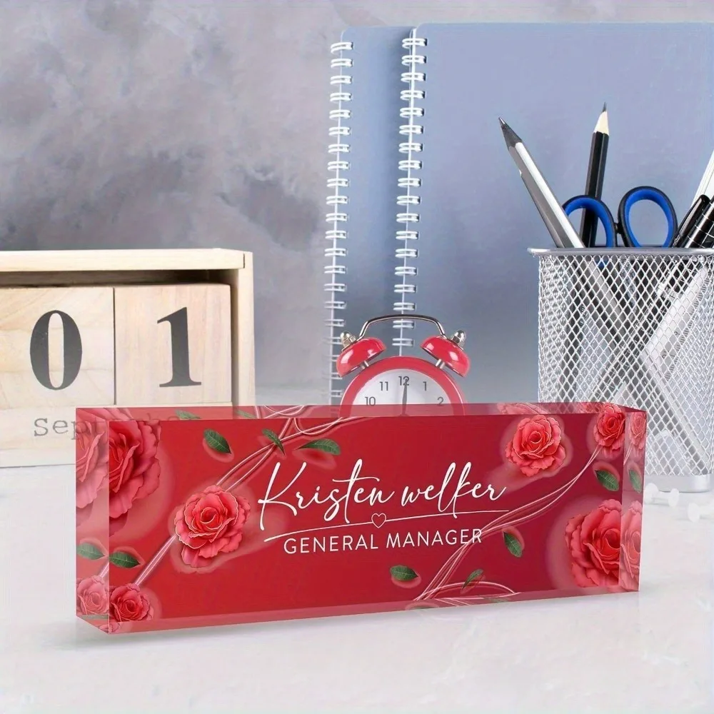 Personalized Custom Acrylic Desk Nameplate, Office Decoration, Employee Appreciation Gift for Teacher, Manager, Colleague