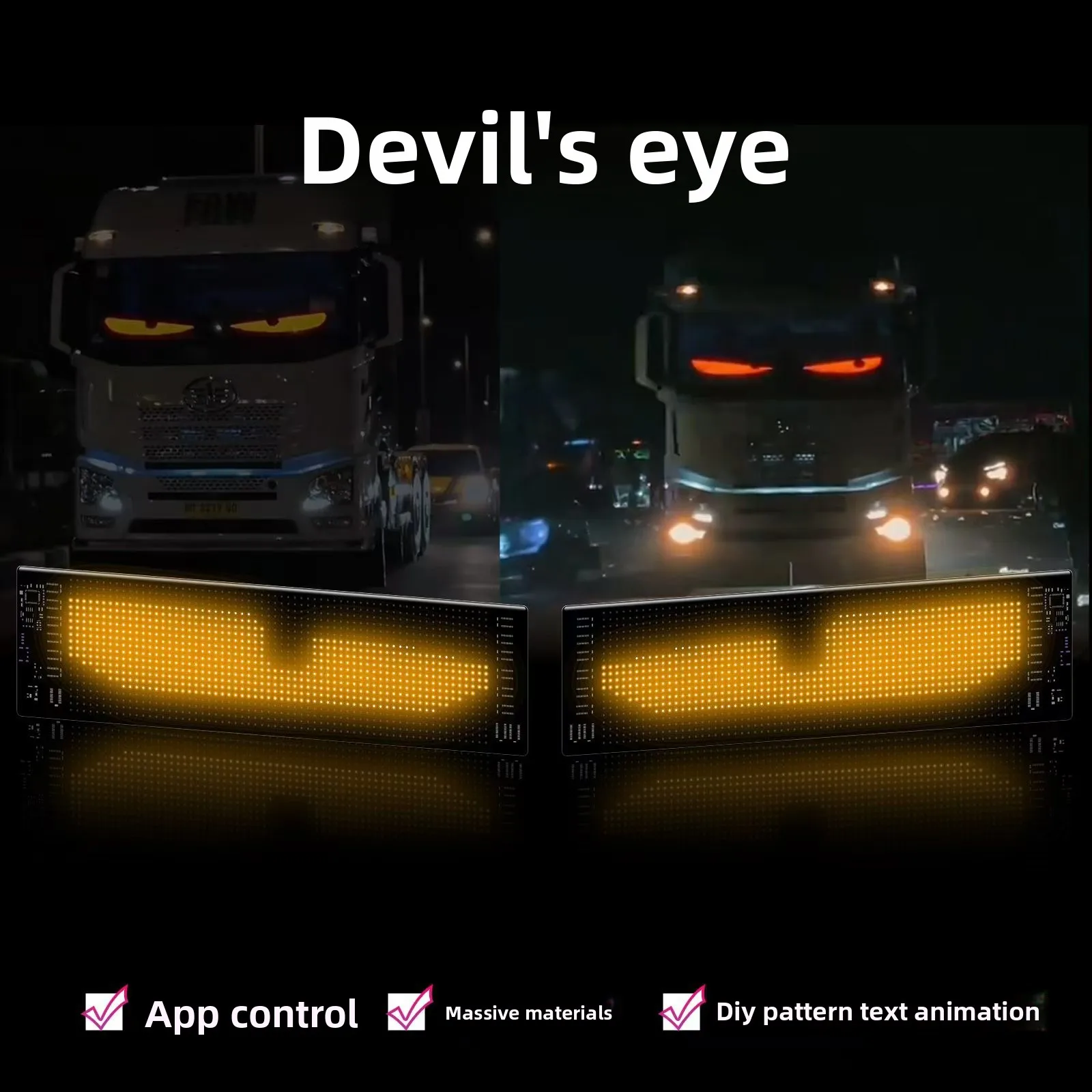 الإنترنت المشاهير شاحنة الإبداعية الشيطان العين شاشة LED سيارة العين جو مصباح شاحنة ديناميكية مصباح ليد ملصق سيارة ذكي #3