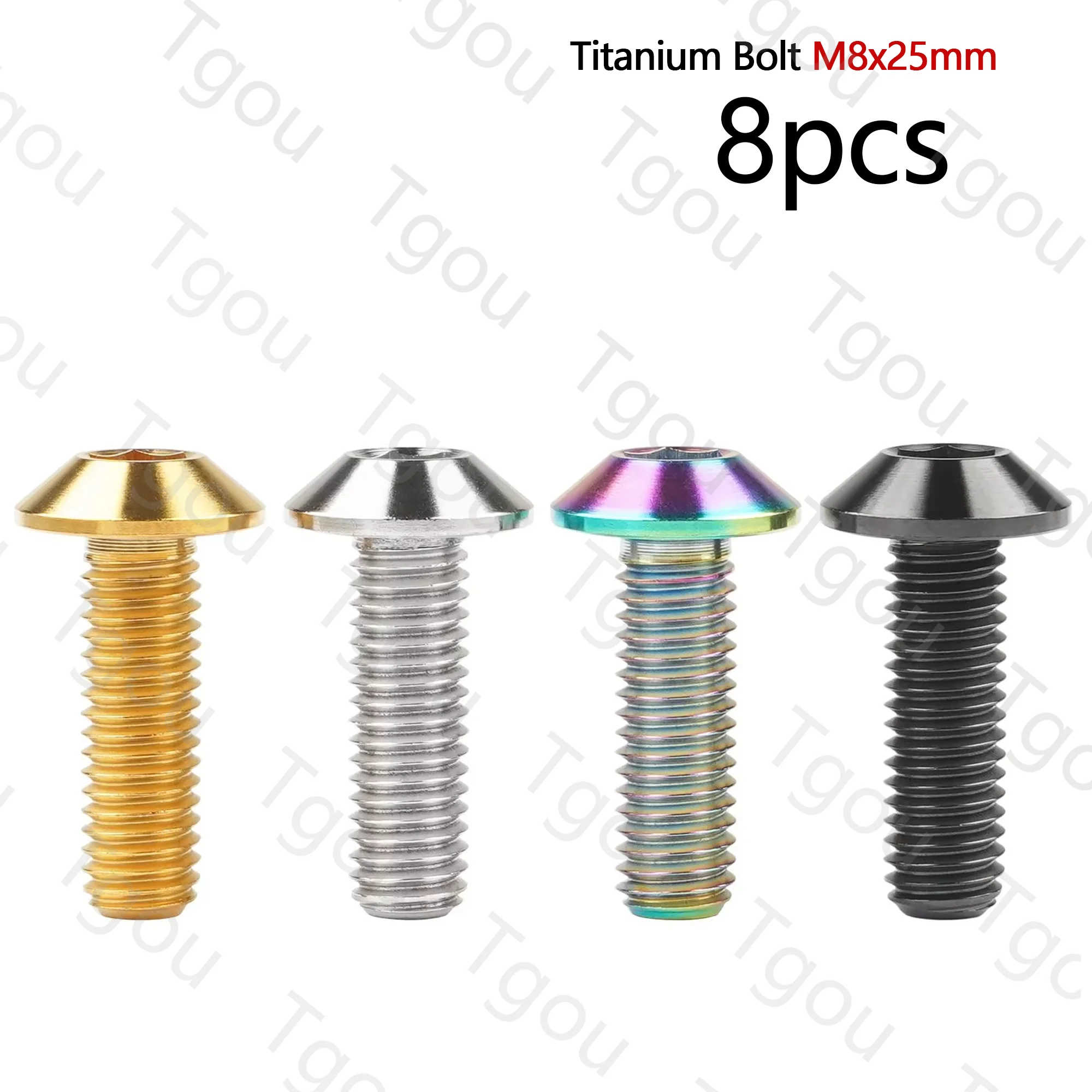 

Tgou Titanium Bolts M8X25mm Inner Hexagon Umbrella Head for Bicycle Motorcycle Fasteners 8pcs