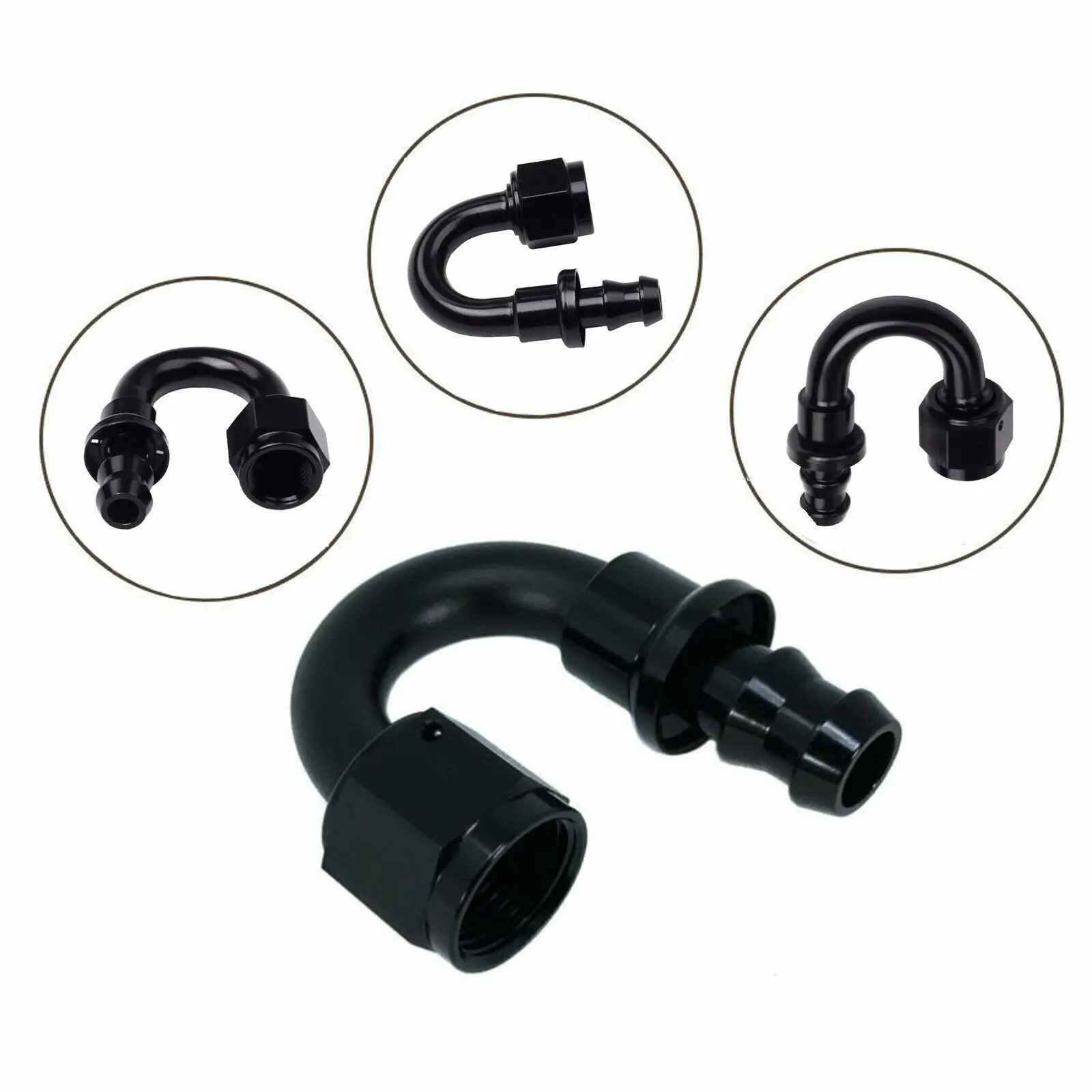 العالمي AN8 AN12 45 180 درجة دفع على قفل خرطوم نهاية المناسب بارب لزيت الوقود المياه السائل خط الهواء #4