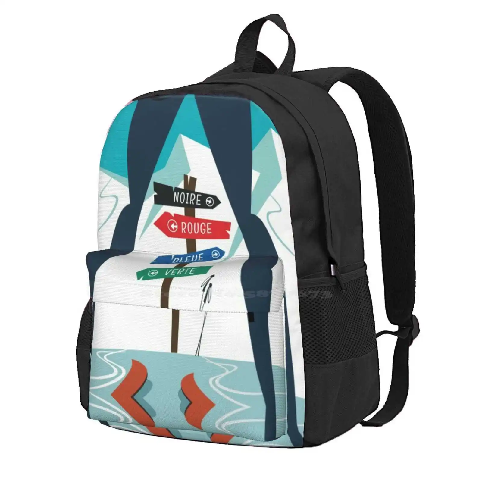 Les Alpes Ski Poster Hot Sale Schoolbag Backpack Fashion Bags Les Alpes Ski Alps Skiing Skiers Affiche Retro Ski Mountains