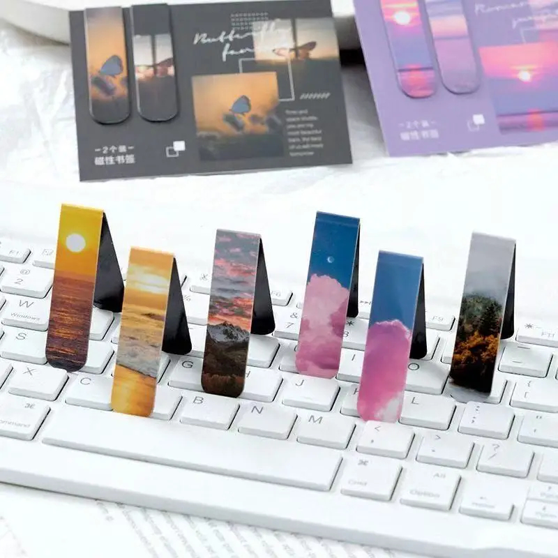 School Supplies Zaomo Magnetic Bookmarks Hazy Fantasy Series Ins Landscape Clouds Simple Literary Pattern Bookmarks 6 Types