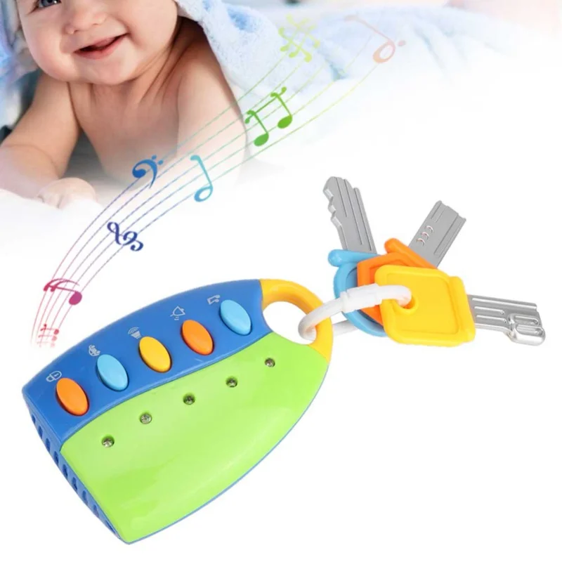 Simulazione Serratura a chiave per auto elettrica Giocattolo educativo precoce per bambini Bambino con musica blu