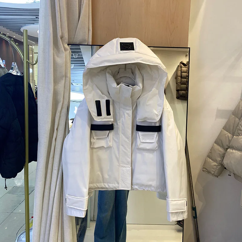 2025年冬新作 レディース ショート丈 取り外し可能キャップ付き ダウンジャケット 高級ホワイトダックダウン 防寒保温