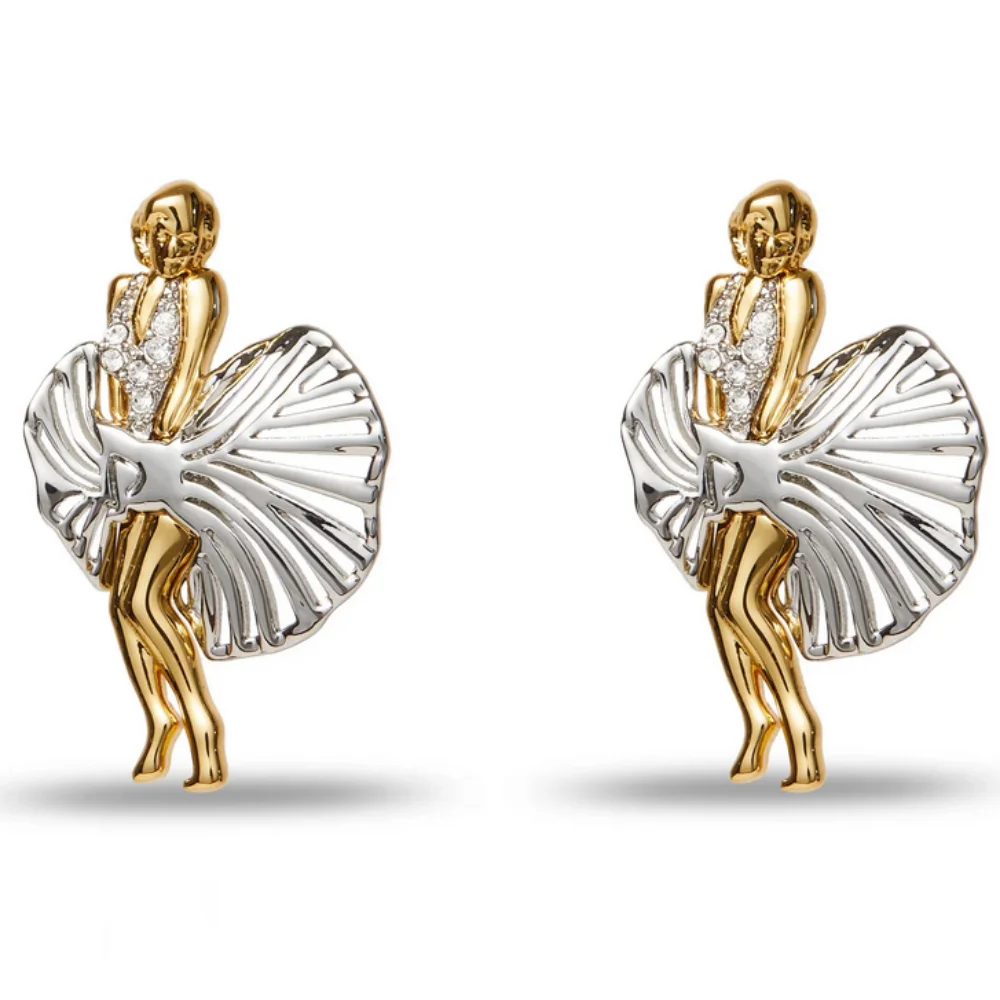 سبائك ذهبية مارلين مونرو وأقراط للنساء رائعة بلينغ الزركون بيان مجوهرات الزفاف العروس مأدبة الملحقات #1