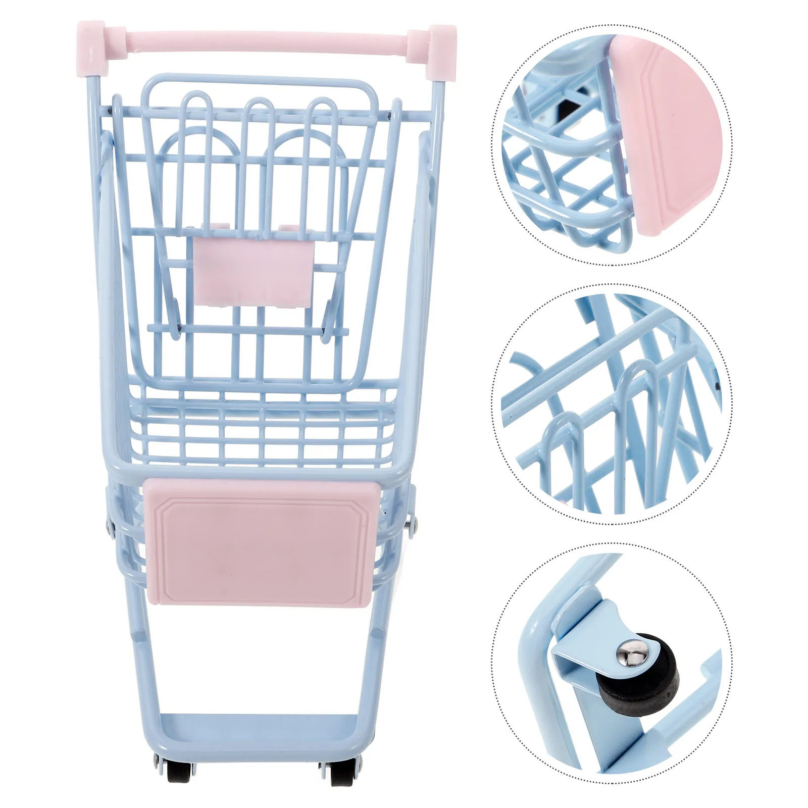 

Miniature Shopping Cart Small Supermarket Trolley Desktop Organizer Storage Photo Prop Perfect for Office Home Decoration