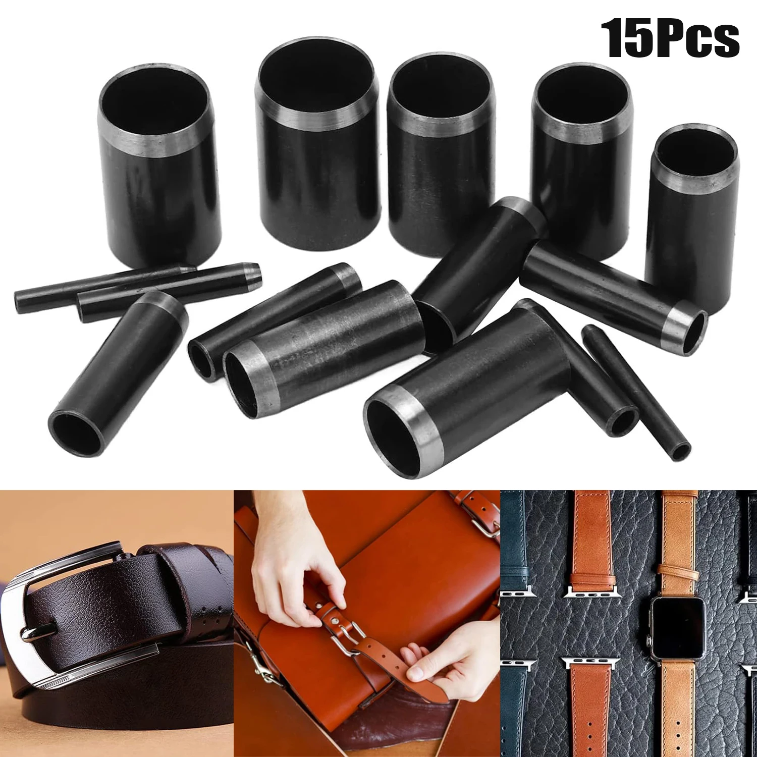 15-teiliges Locher-Set, rund, 1–15 mm, Hohlstanzer, Werkzeugset, Messerform, Lederhandwerk, Werkzeugset für handgefertigte DIY-Lochstanzer