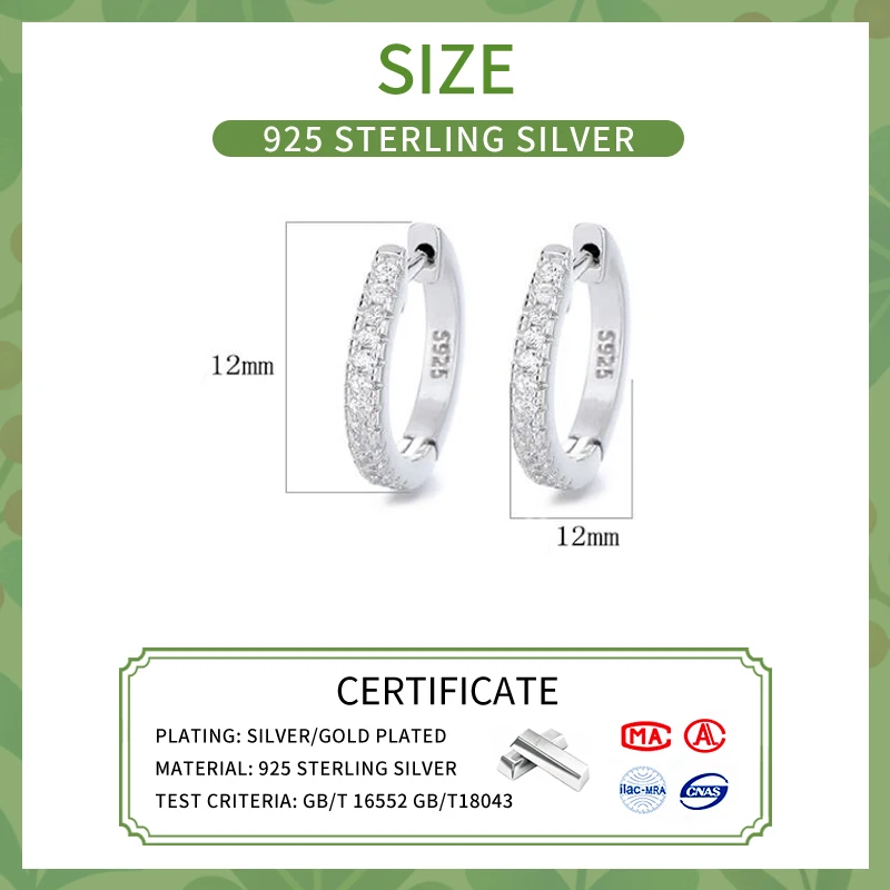 SOFTPIG Real 925 Sterling Silver Official-website Zircon Round Hoop Earrings for Women Classic Fine Jewelry Charms Accessories