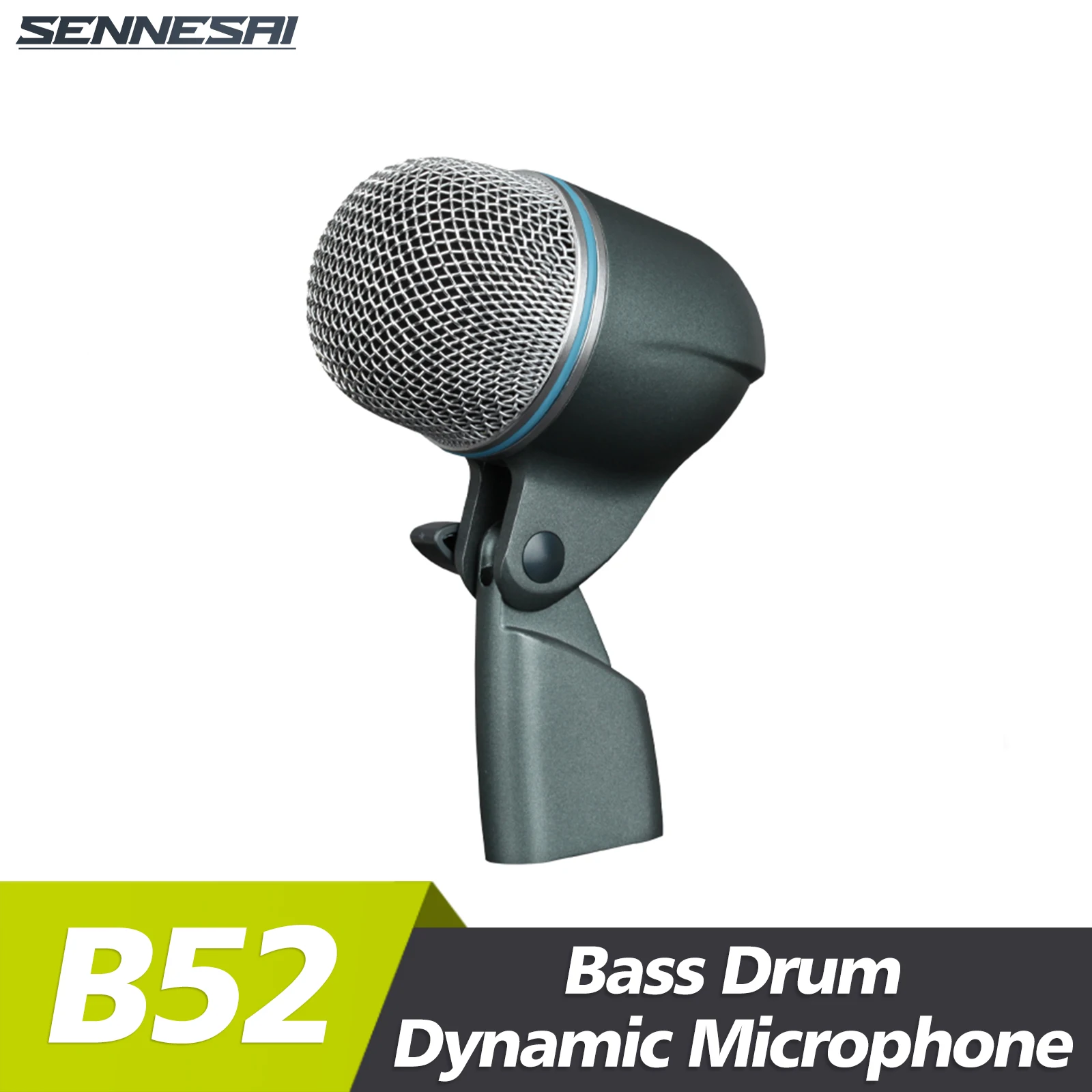 High Quality！BETA52A Drum Microphone Instrument Kick Drum Bass Mic（Metal）56A 57A Dynamic Drum Snare Kick Mic，Kick-out Big Bass