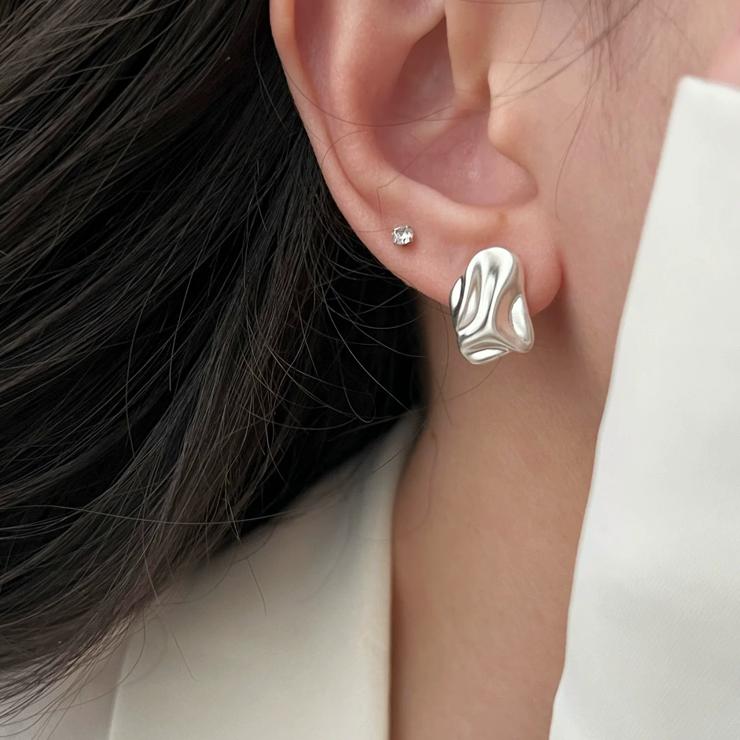 XIYANIKE Irregular Wrinkled Frosted Surface Ear Stud Piercing Earrings For Women Fashion New Jewelry Accessories Gift Party