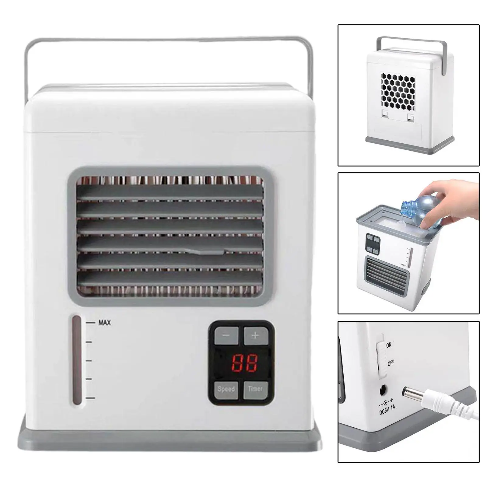 Portable Air Conditioner Mini Air Cooler USB Cooling Fan Quiet Small Adjustable Air Cooling Fan for Desktop Car Work Home Office