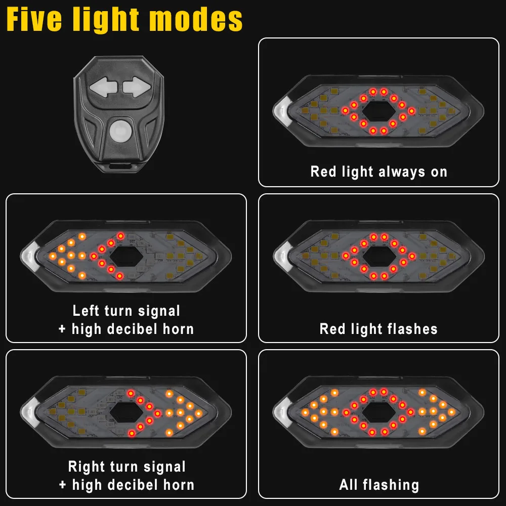 Indicatore Di Direzione Per Scooter Elettrico, Luce Posteriore A LED Per Bicicletta Con Telecomando Segnale Direzionale Regolabile Ricaricabile~p139420422