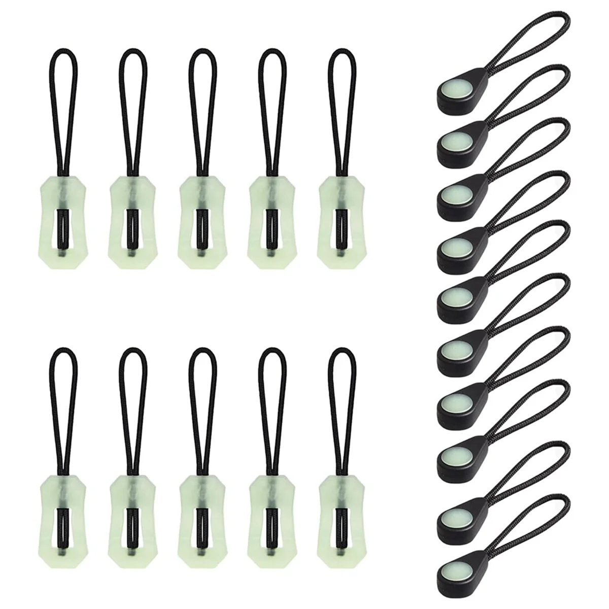 CYL-20 Pcs Self Luminous Zipper Pulls, Zipper Puller Glow in the Dark Anti Lost for Outdoor Mountaineering Camping