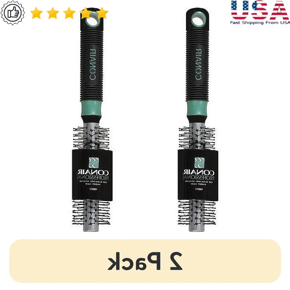 

Professional Small Metal Round Hair Brush 2 Pack Salon Blow Drying Detangling Brush Ball Tipped Bristles Short Hair Styling