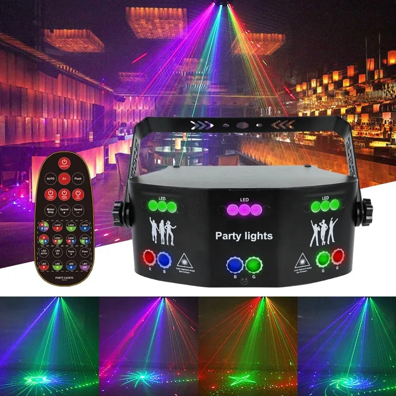 Upgrade 15 Eyes Colorful Beam Lights Uv Laser Light Projector Music Laser Dmx Bar Dj Party Strobe Led Dance Lights for KTV Disco