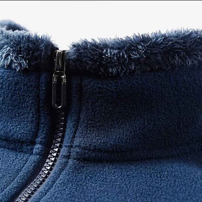 Fleece Jacket Autumn Winter Men Plush Think Warm Jacket Men Sided Velvet Windproof Jacket Men Outdoor Casual Coat Male