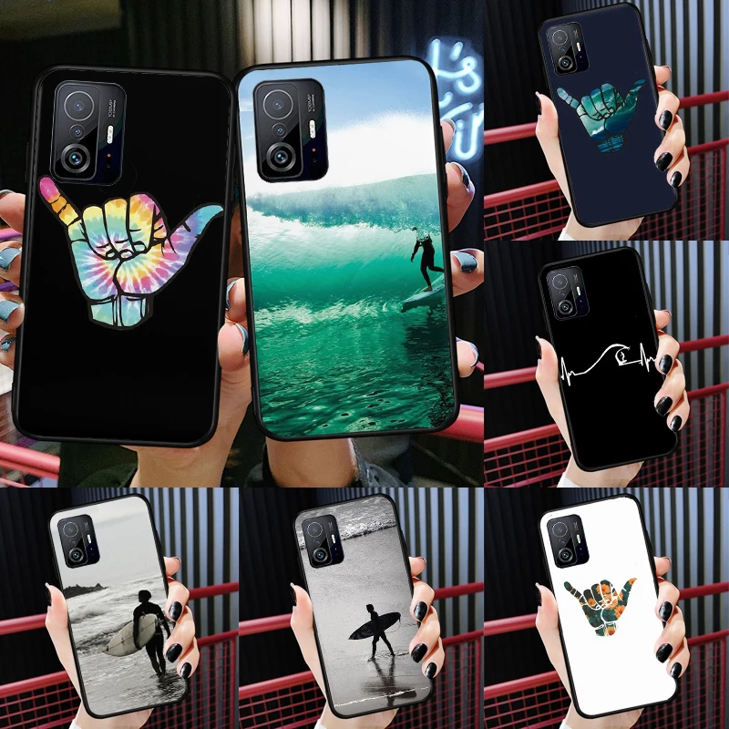 Surfer Surf Hang Loose Shaka Case For Xiaomi 12T 11T 13 Pro 12X 12 Lite Cover For POCO F5 X5 X3 Pro X4 F4 GT F3 M5s C40