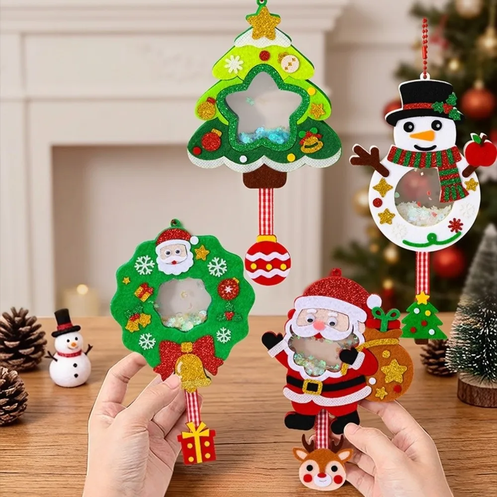 Christmas Wreath DIY Christmas Pendant Santa Claus Elk Xmas Non-Woven Charms Christmas Tree Snowman Shaking Sequins Christmas