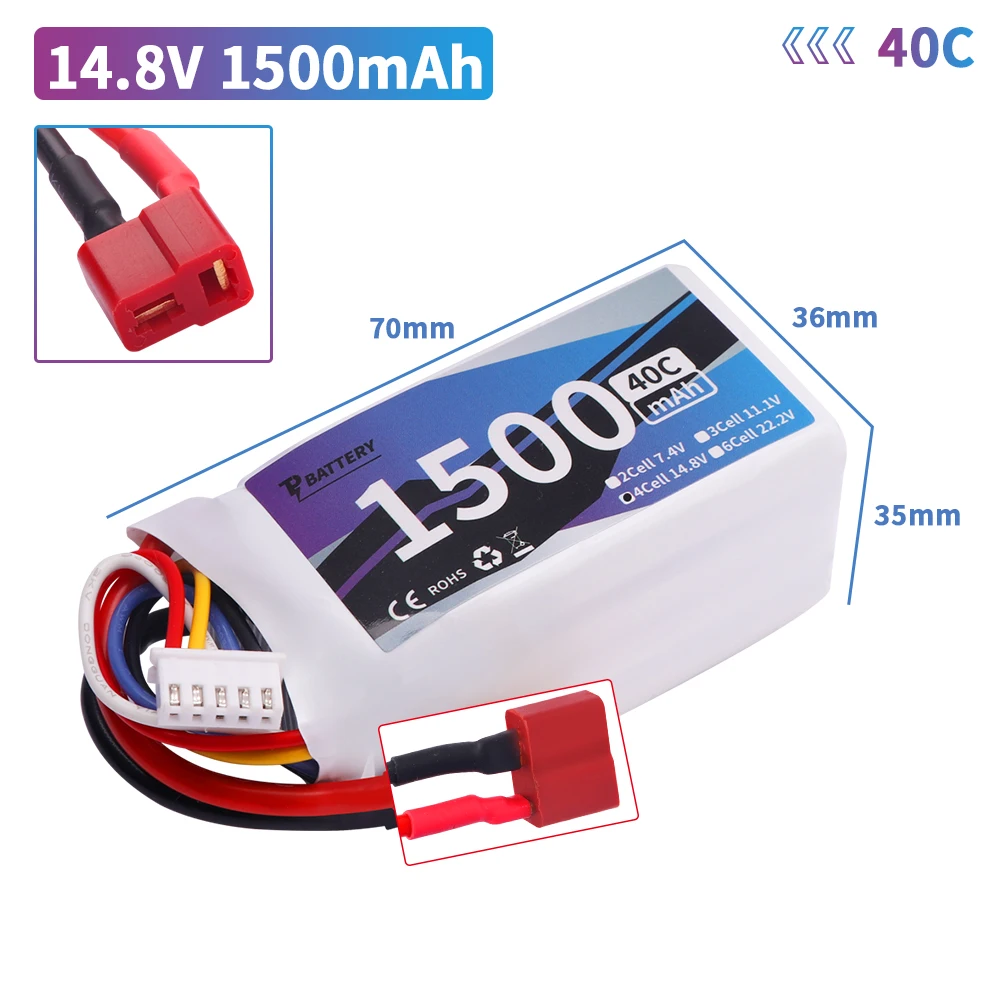 Aggiornamento 14.8V 1500MAH 45C Per RC Auto Quadcopter Elicottero Barca Droni Pezzi di Ricambio 14.8V Batteria Con T/XT30/XT60/JST Spina