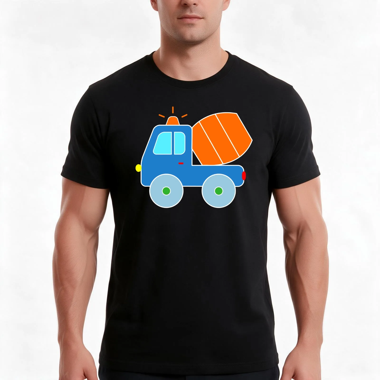 Cement Truck Concrete Mixer Toddler Construction Boys T-Shirt, Summer Casual Cotton Tee, Oversized Streetwear Tops, 100% Cotton