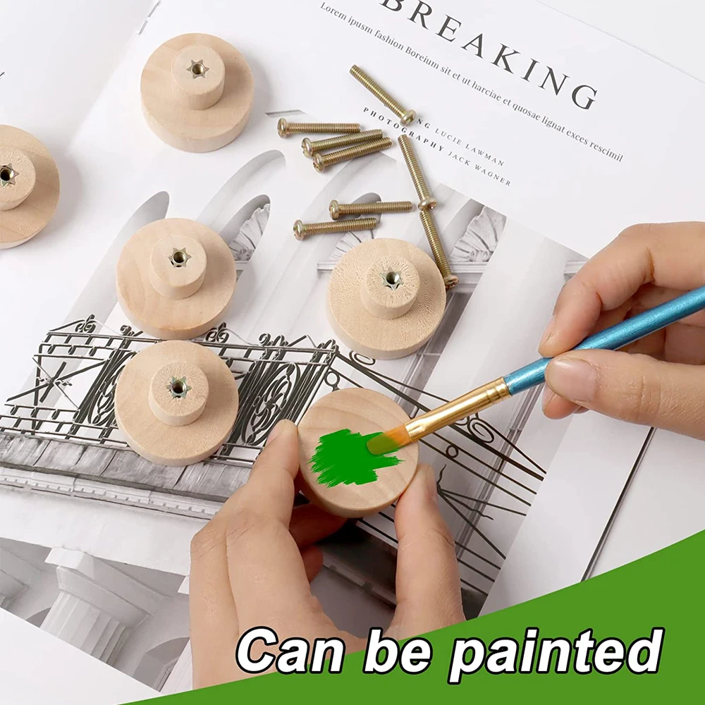 مقابض خزانة خشبية مستديرة غير مكتملة لخزانة الأثاث الخشبية يسحب مقابض مع مسامير لخزانة خزانة الملابس #4