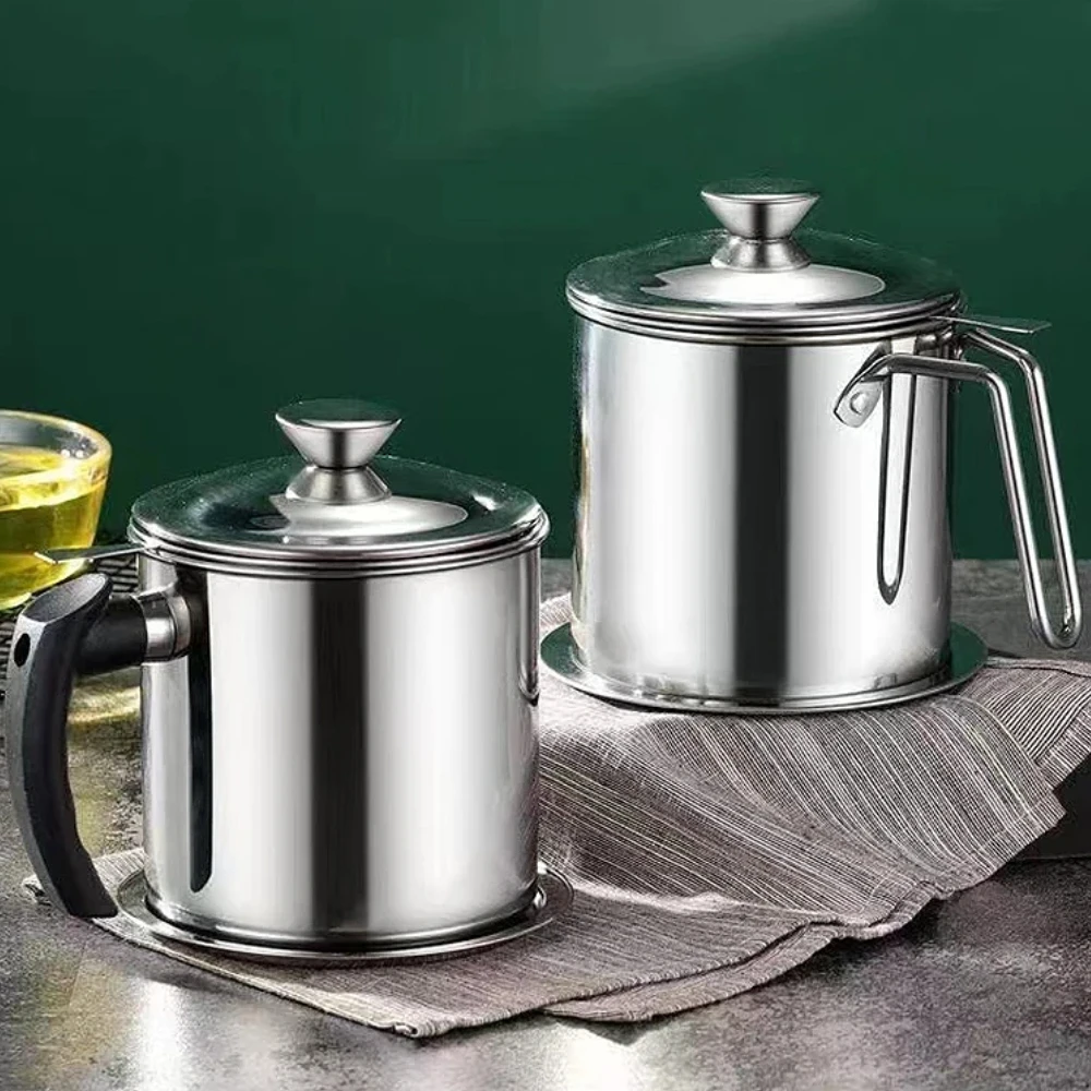 304 Stainless Oil Filter Pot Lard Strainer Tank Container Jug Large Capacity Storage Can Kitchen Cooking Tools Oil Strainer Pot