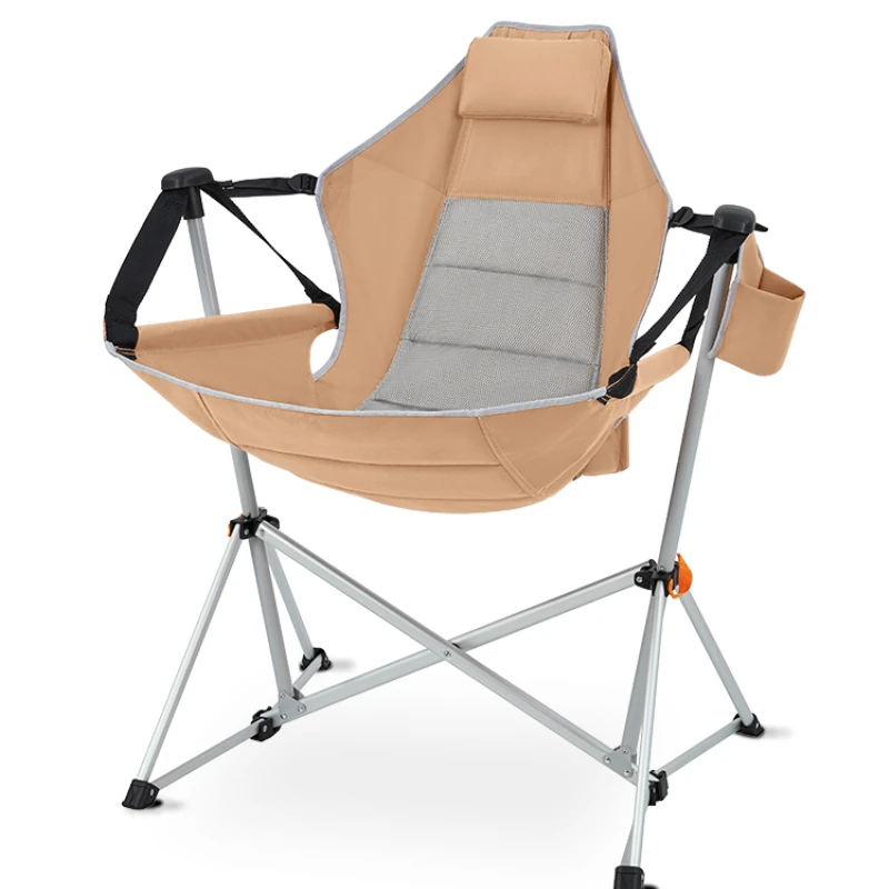 Outdoor Rocking Chair Folding Chair Portable Moon Chair Recliner Camping Glider Ultralight Snap Chair Aluminum Alloy