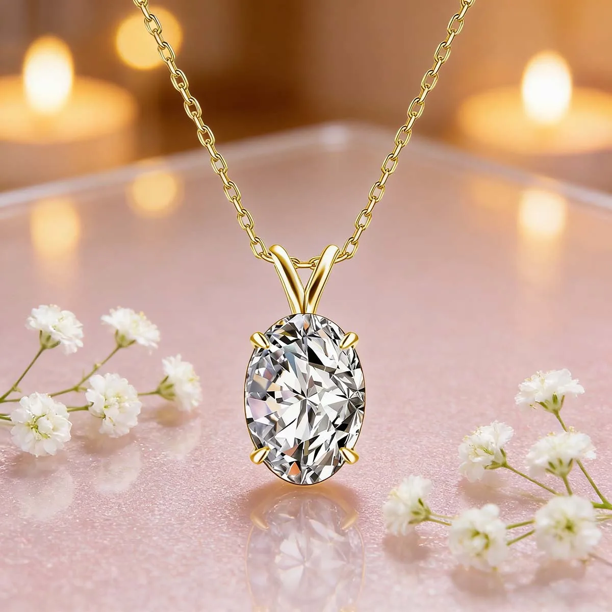 

Minimalist 1/4.5ct Oval Moissanite Lab Diamond Pendant With GRA 14K Gold Filled Necklaces Birthday Everyday Jewelry For Her/Him