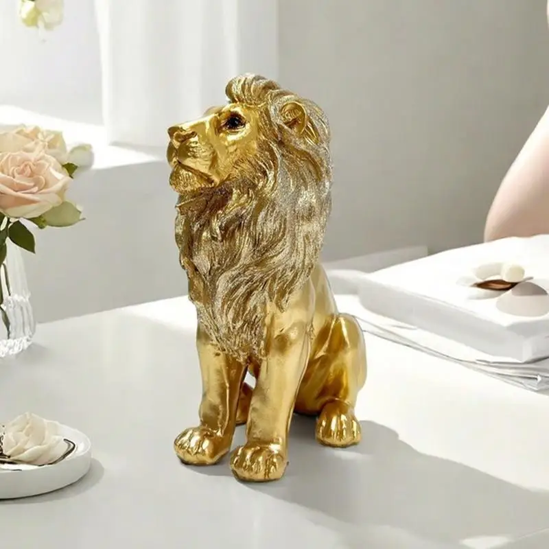 

Lion Sculpture Decorations Resin Standing Lion Ornament Decorations Resin Decorative Lion Ornament Desktop Animal Figure Statues